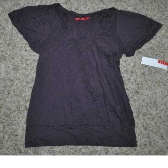 *Flutter Top Elle Purple size X-Small Short Sleeve Scoop Neck Knit Banded Hem - Picture 1 of 3